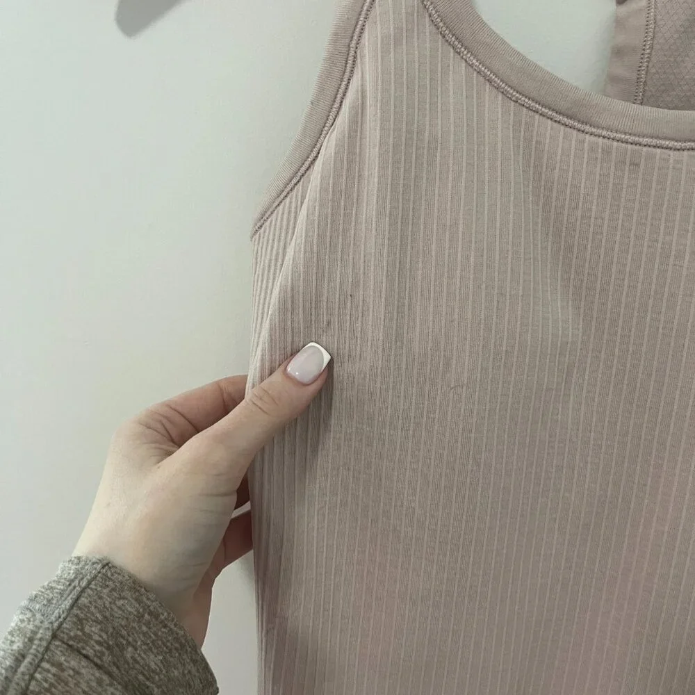 Lululemon Light Pink Ribbed Racerback Workout Tank Size 6 - Picture 3 of 5